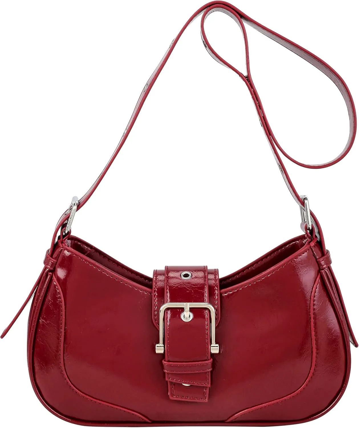 Ayliss Shoulder Bag for Women Red Purse Y2k Top Handle Bag Burgundy Purse Vegan Leather Tote Handbag Clutch Hobo Studded