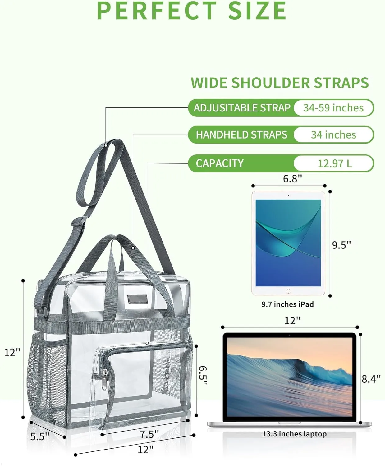 Bagenius Clear Bag Stadium Approved 12612 Clear bag for Stadium Events Sports Concert Festival Work