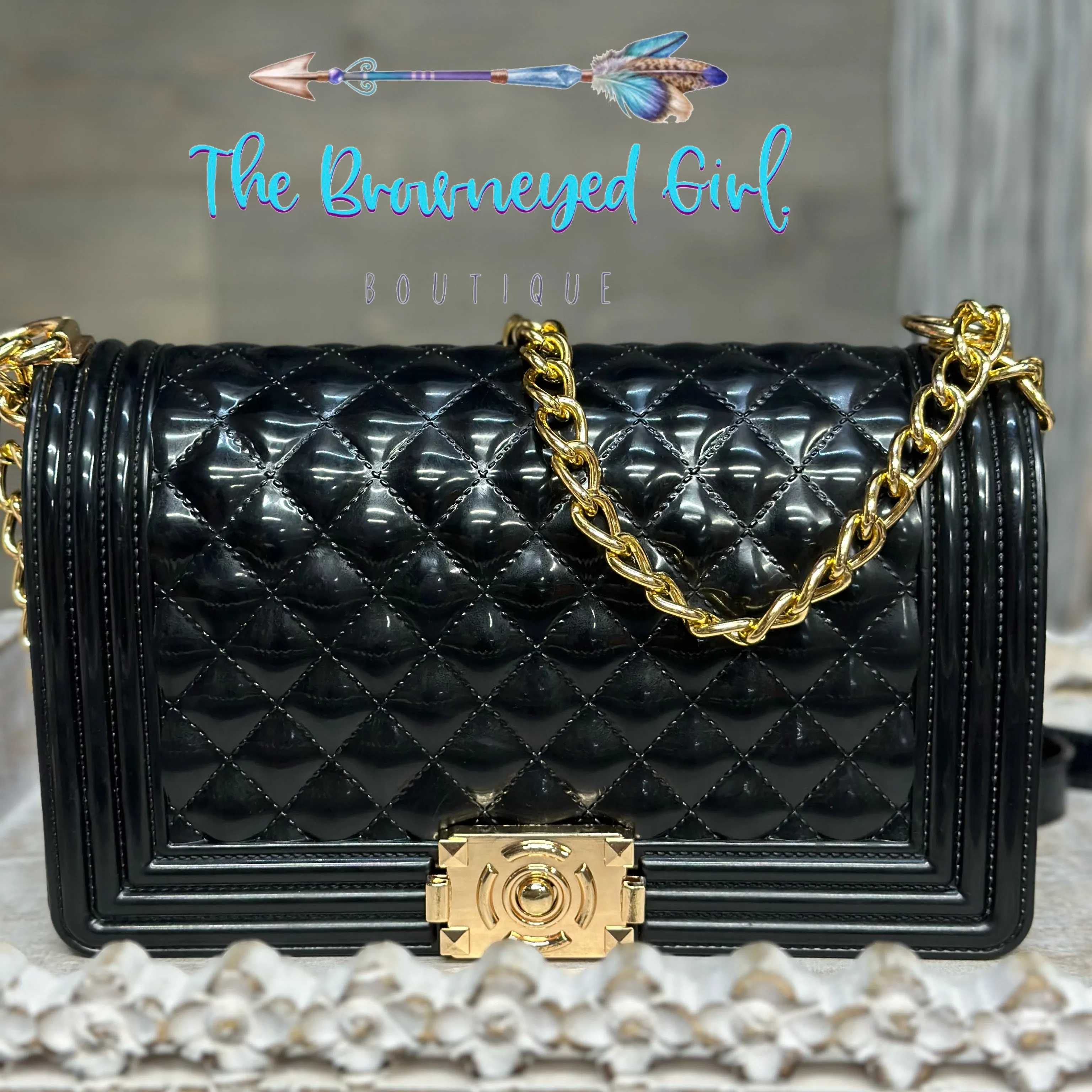 Black Jelly Bag Quilted  Large