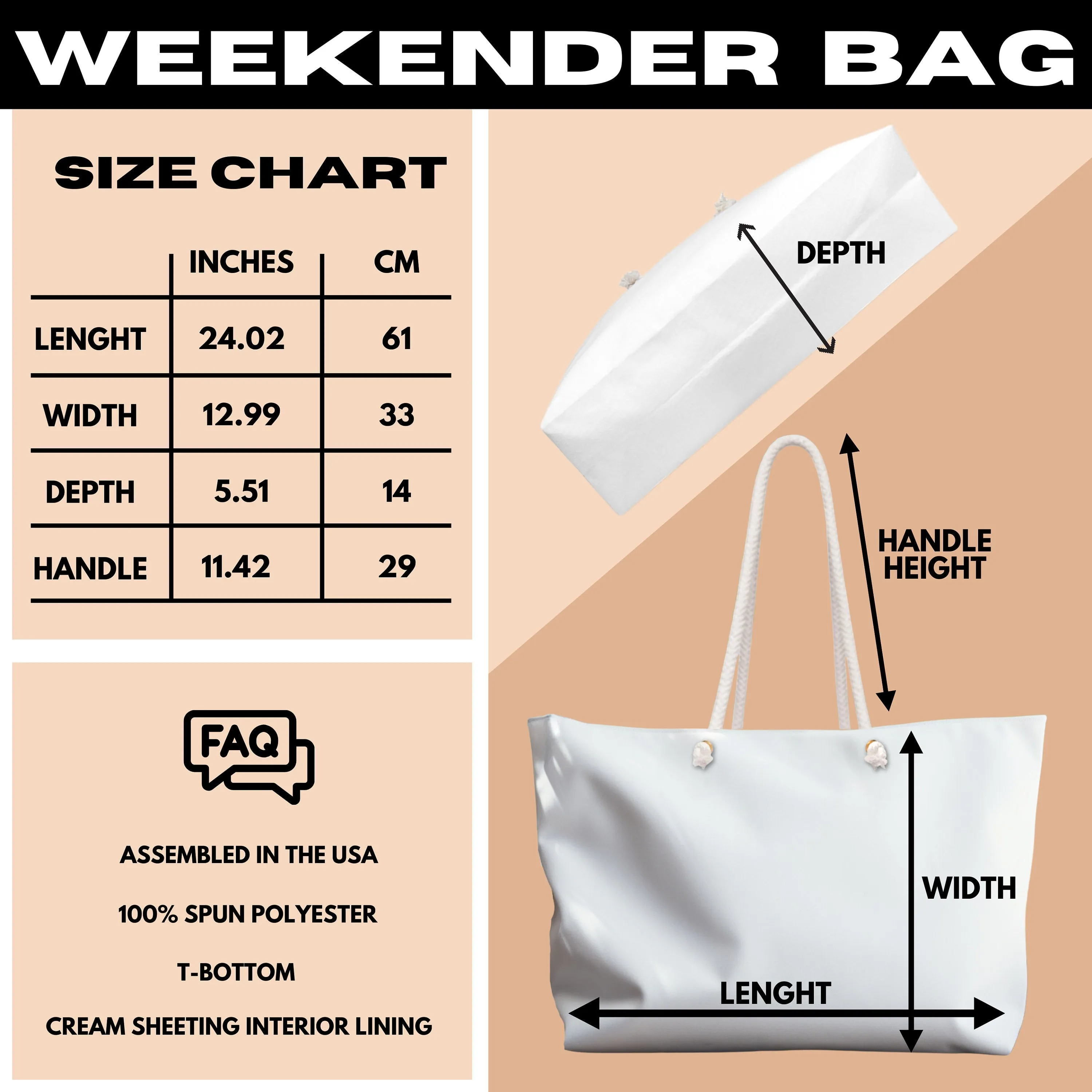 Canvas Weekender Tote Bag for Lake Trips