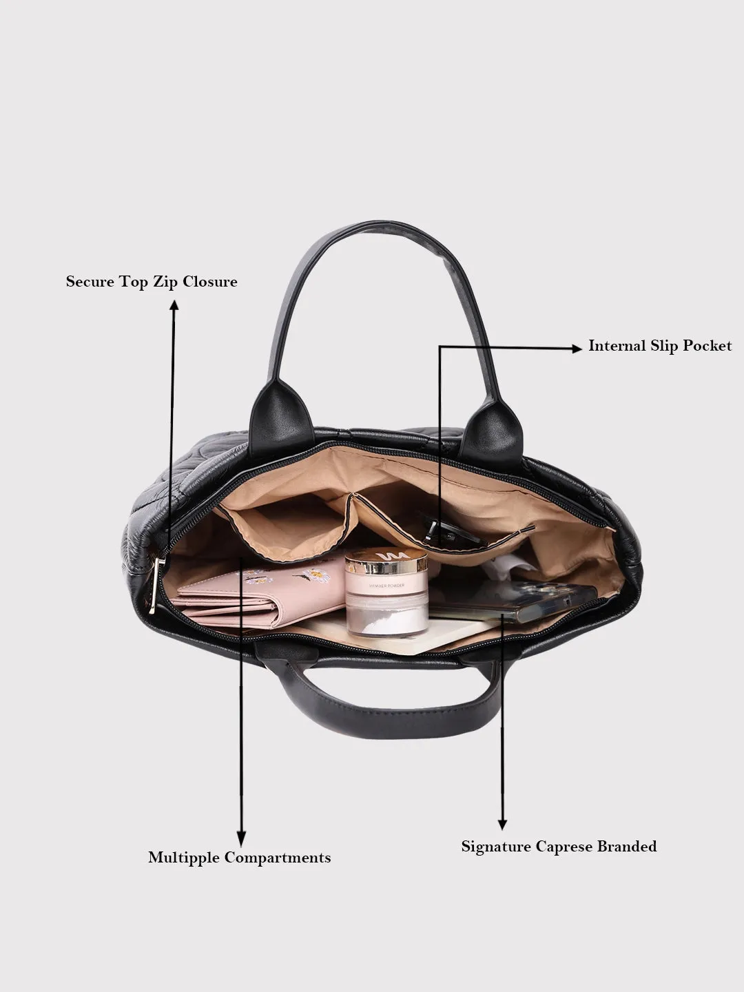 Caprese Briar Tote Small Office Handbag Black