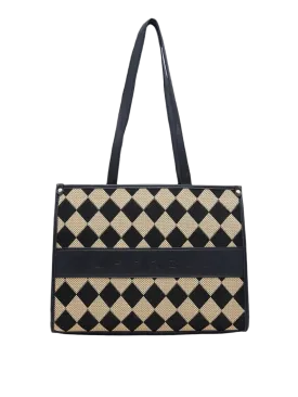 Caprese Checker Tote Medium Black
