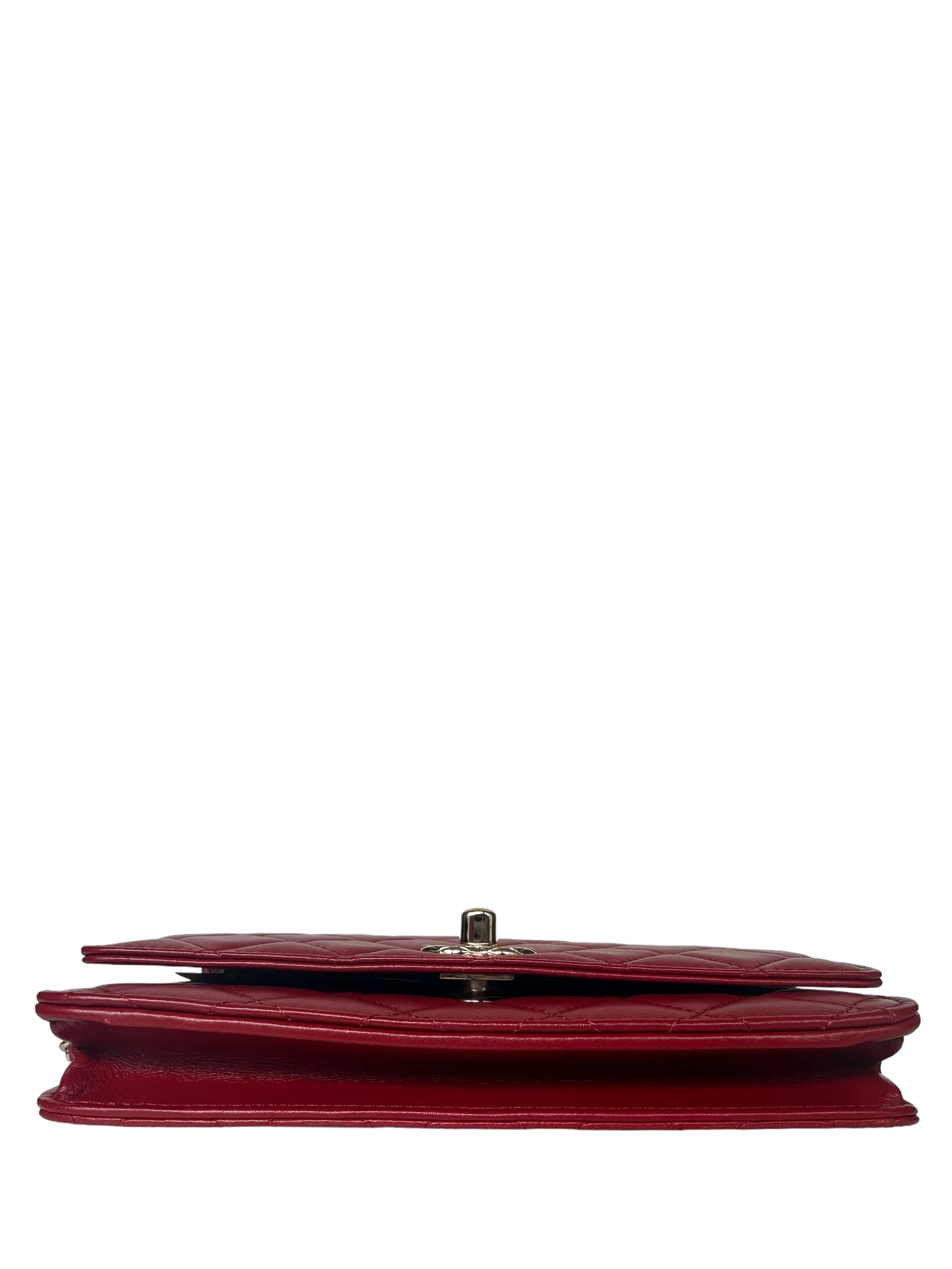 Chanel 2023 NEW Red Lambskin Quilted Trendy CC Wallet On Chain WOC Bag