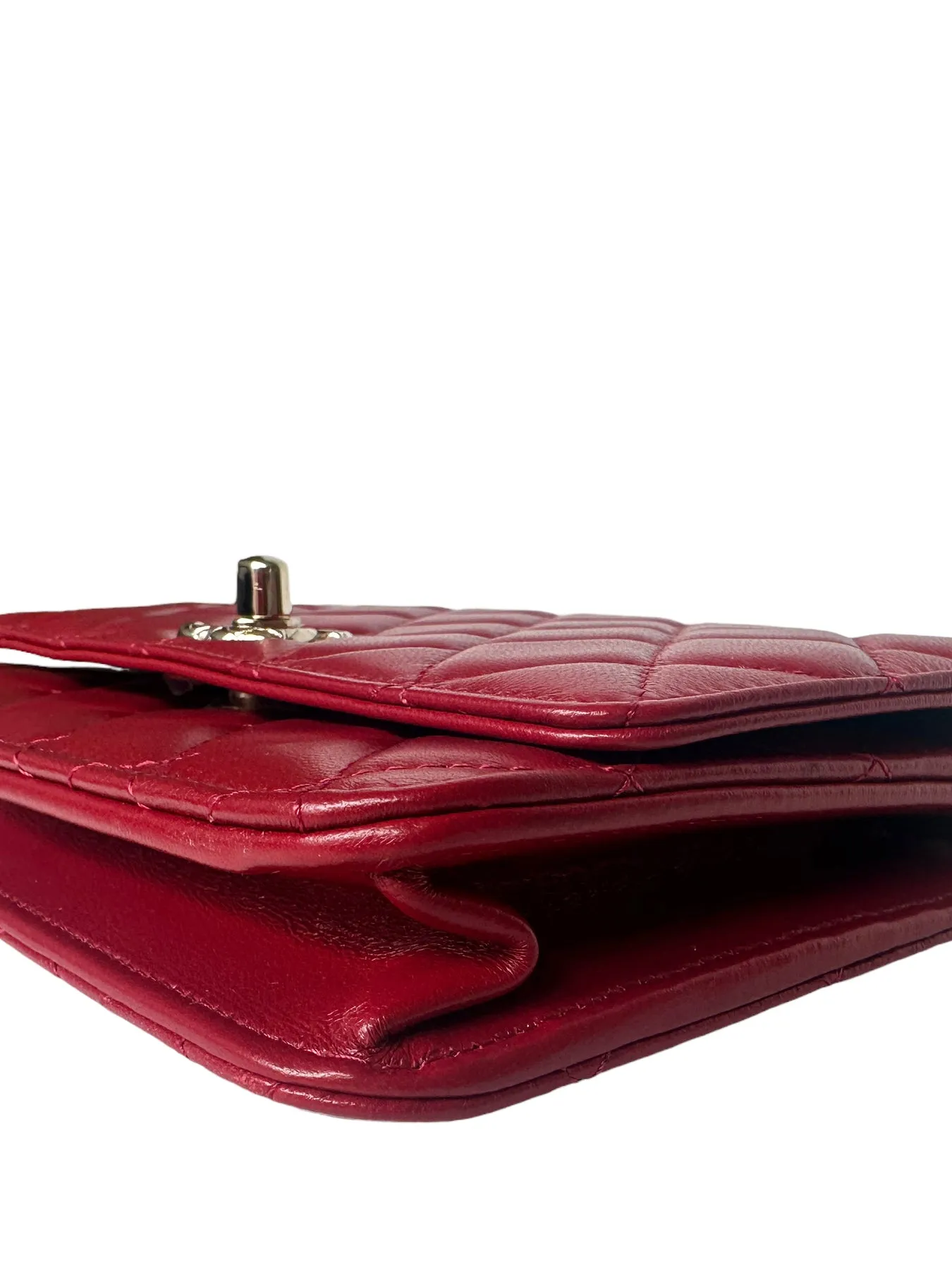 Chanel 2023 NEW Red Lambskin Quilted Trendy CC Wallet On Chain WOC Bag