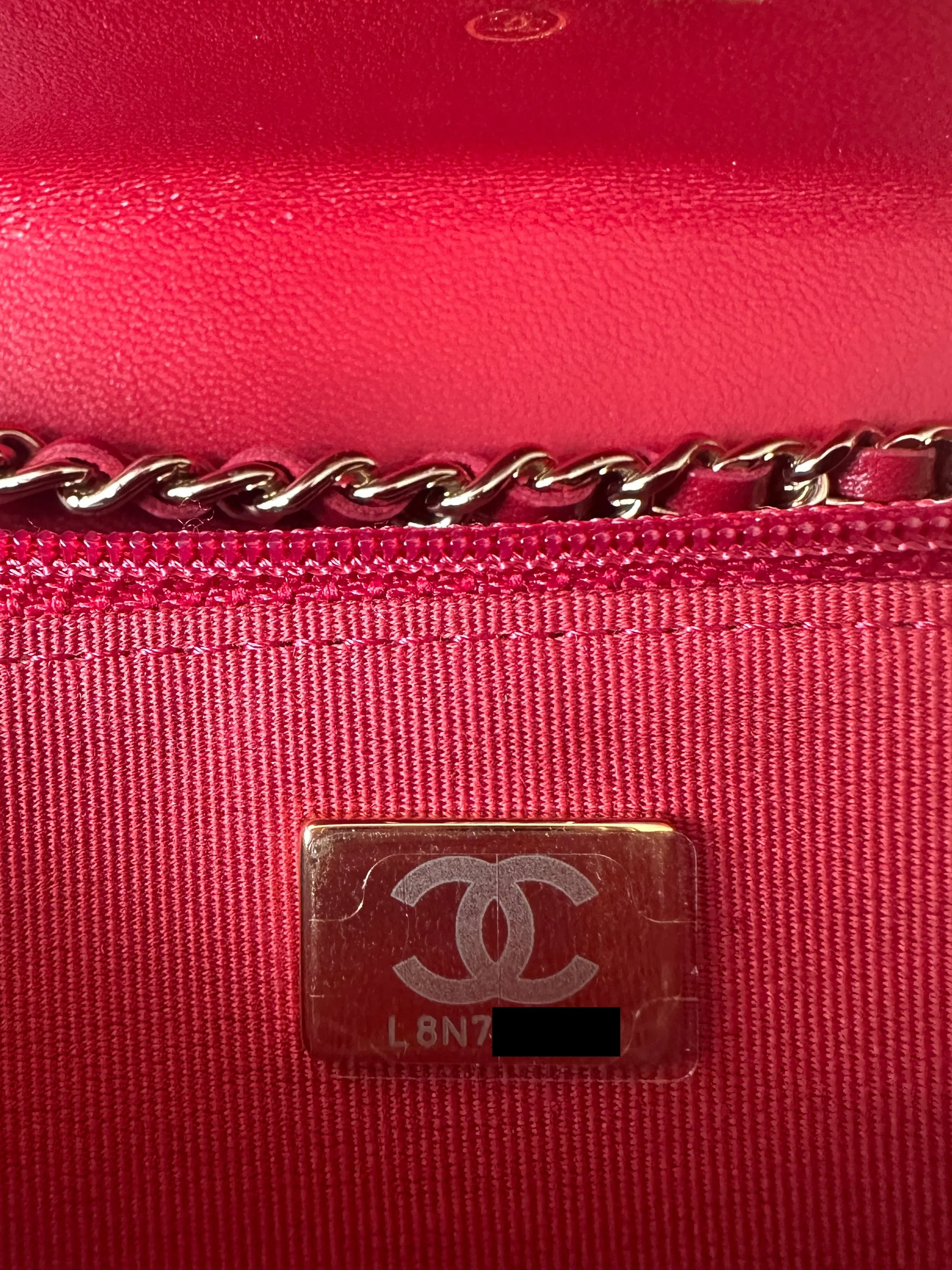 Chanel 2023 NEW Red Lambskin Quilted Trendy CC Wallet On Chain WOC Bag