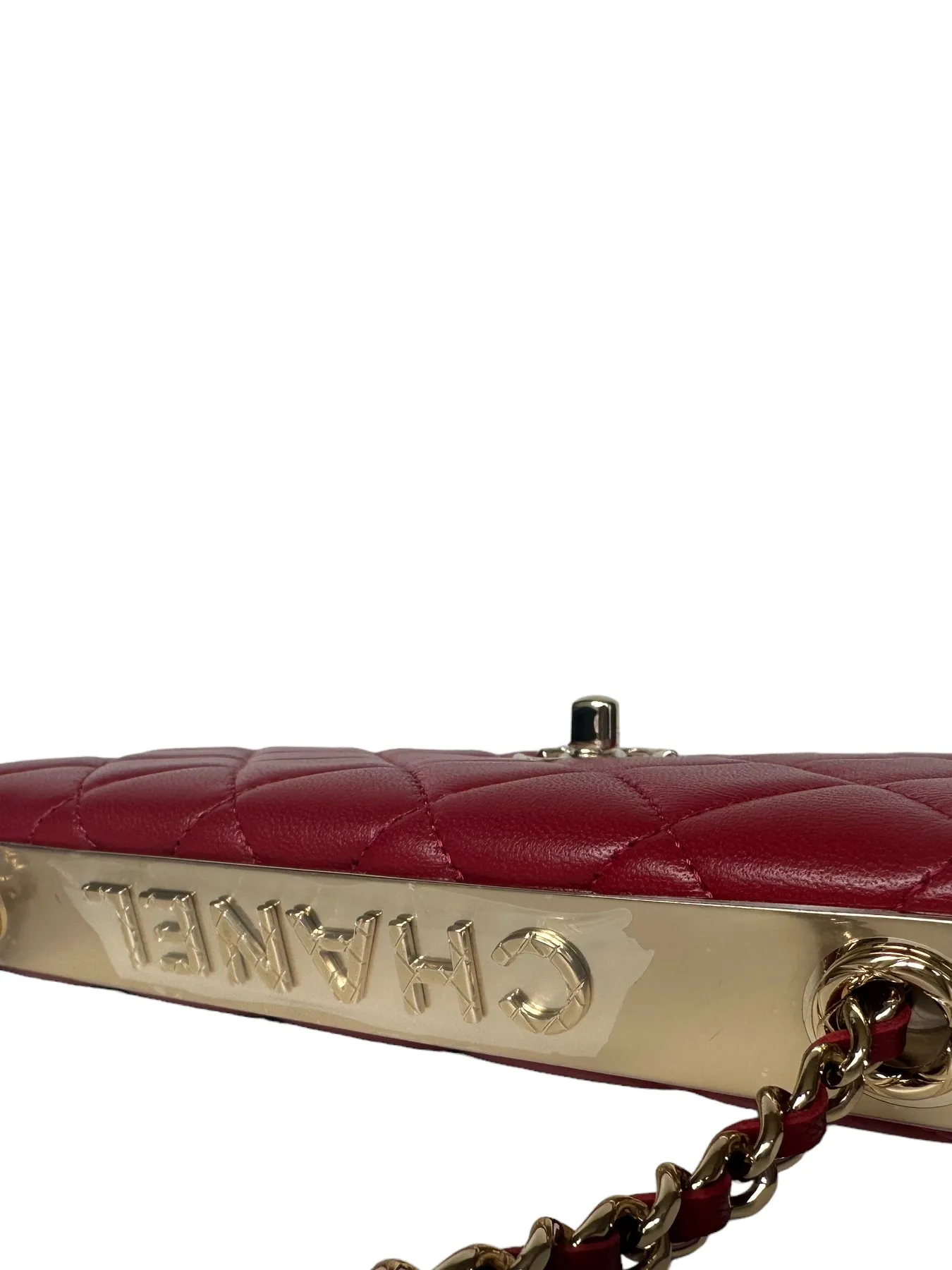 Chanel 2023 NEW Red Lambskin Quilted Trendy CC Wallet On Chain WOC Bag