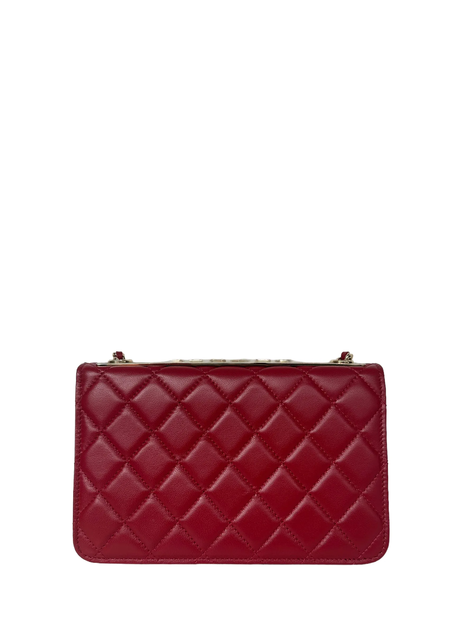 Chanel 2023 NEW Red Lambskin Quilted Trendy CC Wallet On Chain WOC Bag