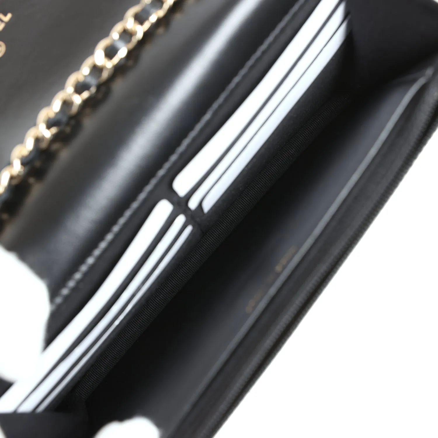 Chanel Trendy CC Wallet On Chain WOC Black Lambskin Gold Hardware