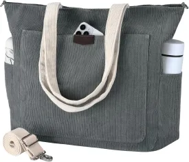 Chase Chic Corduroy Tote Bag for Women, Large Lightweight Shoulder Work Tote Crossbody Handbag for Girls