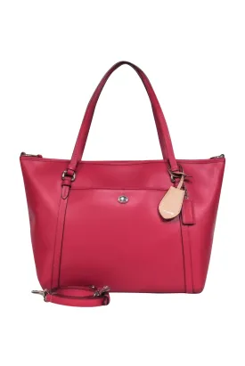 Coach - Magenta Leather Zippered Tote w/ Crossbody Strap