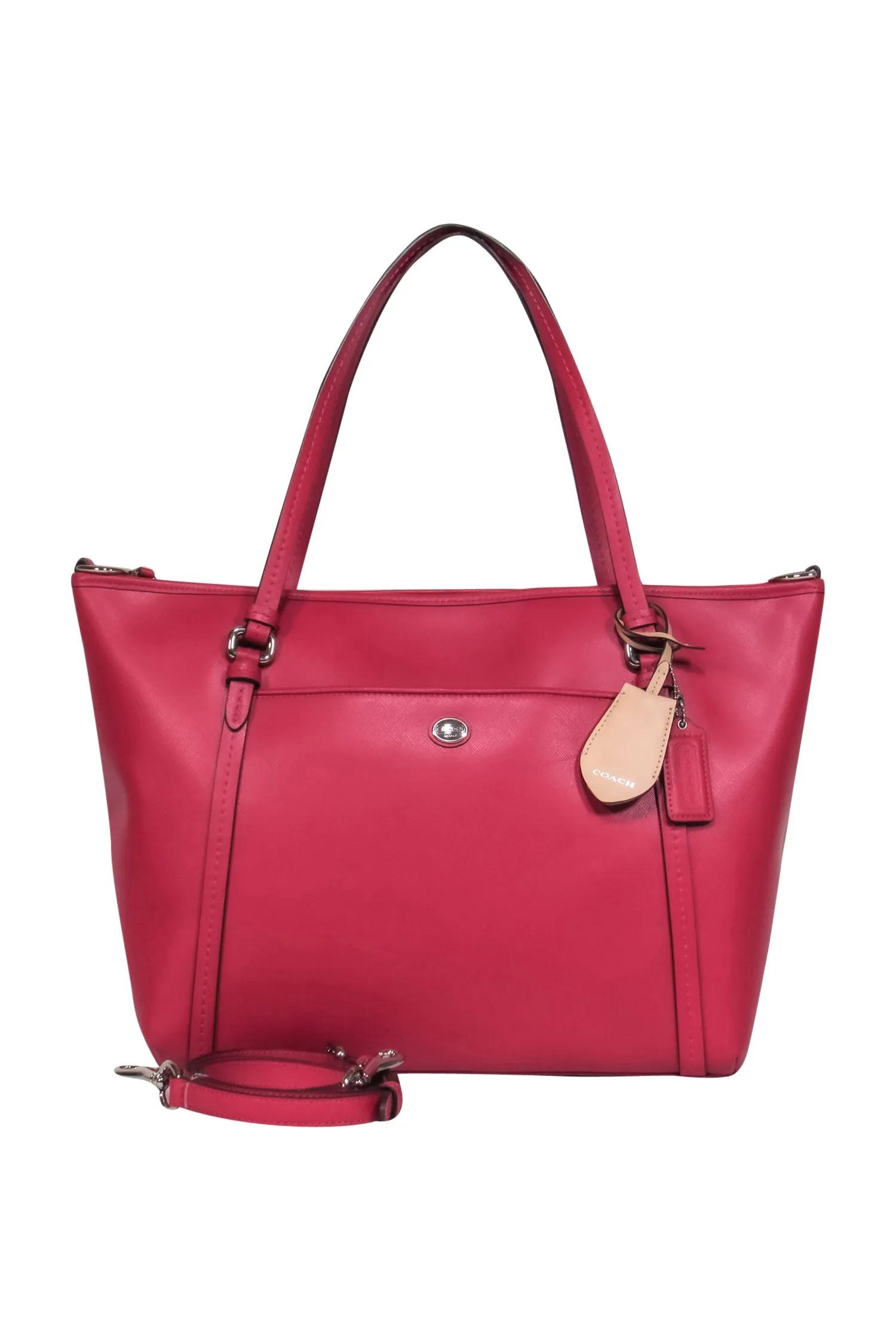 Coach - Magenta Leather Zippered Tote w/ Crossbody Strap