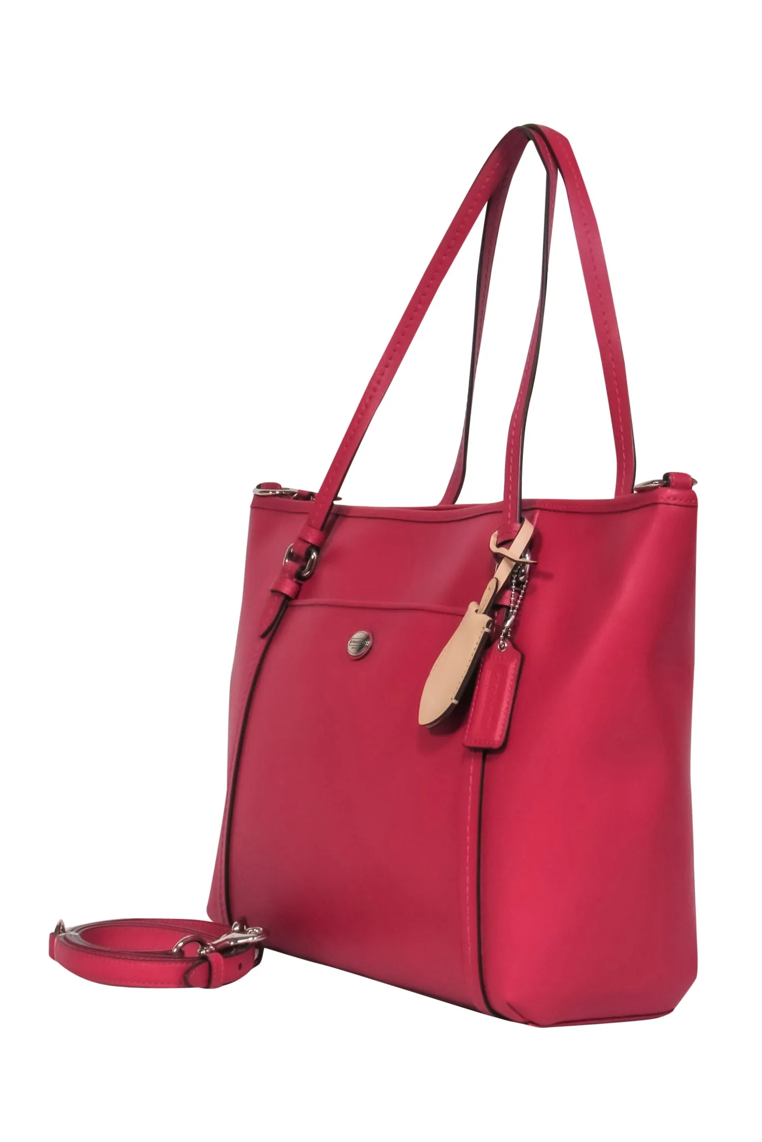 Coach - Magenta Leather Zippered Tote w/ Crossbody Strap