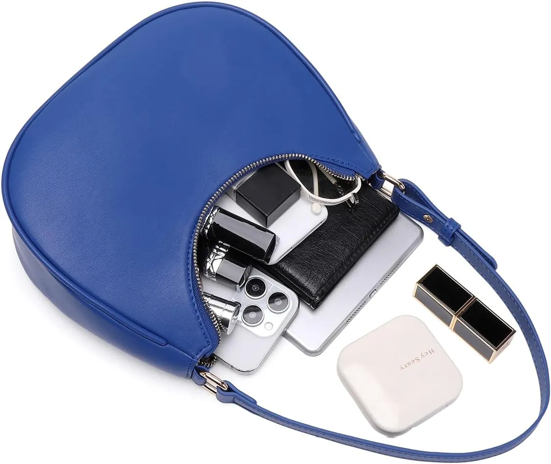 Crescent Shoulder Bags for Women Cute Hobo Tote Handbag Under the Arm Purses Mini Clutch Purse with Zipper Closure