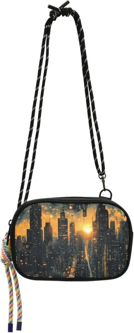 Cross Body Bag Circuit Board City Night Shoulder Handbag with Adjustable Strap and Inner Pocket Fanny Pack Small Sling Backpack Hobo Purse for Women Men Travel Work