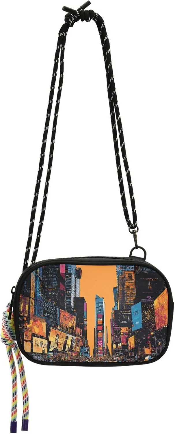 Cross Body Bag Times Square Circuit Board Shoulder Handbag with Adjustable Strap and Inner Pocket Fanny Pack Small Sling Backpack Hobo Purse for Women Men Travel Work