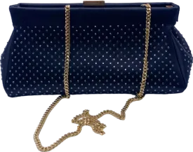 DeMellier London Black Cannes Mini Crystal-embellished Satin Clutch Bag