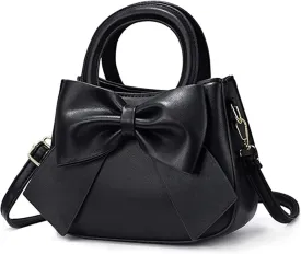 Designer Small Handbags for Women with Top Carry Handle and Cute Bow Knot,Leather Purses and Over-Shoulder Strap