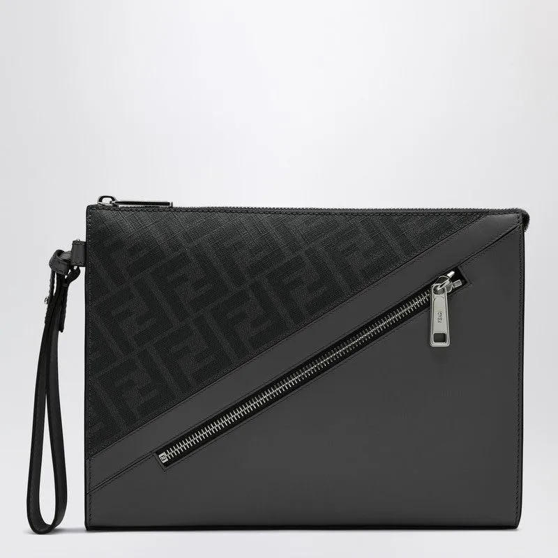 DIAGONAL POUCH IN GREY FF CANVAS