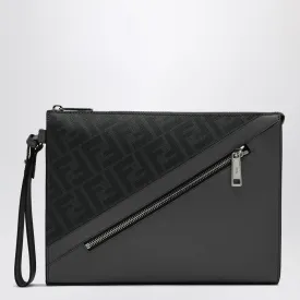 DIAGONAL POUCH IN GREY FF CANVAS