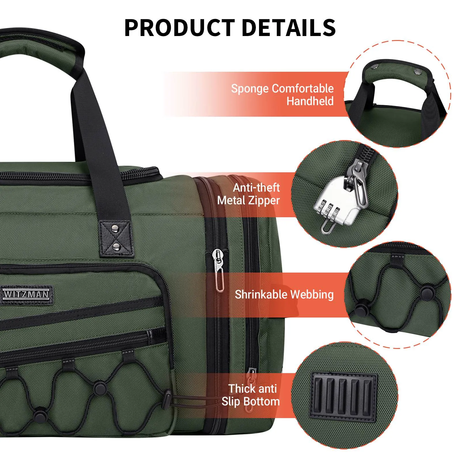 Duffel Bag Nylon Large Gym Weekender Bag With Shoe Compartment
