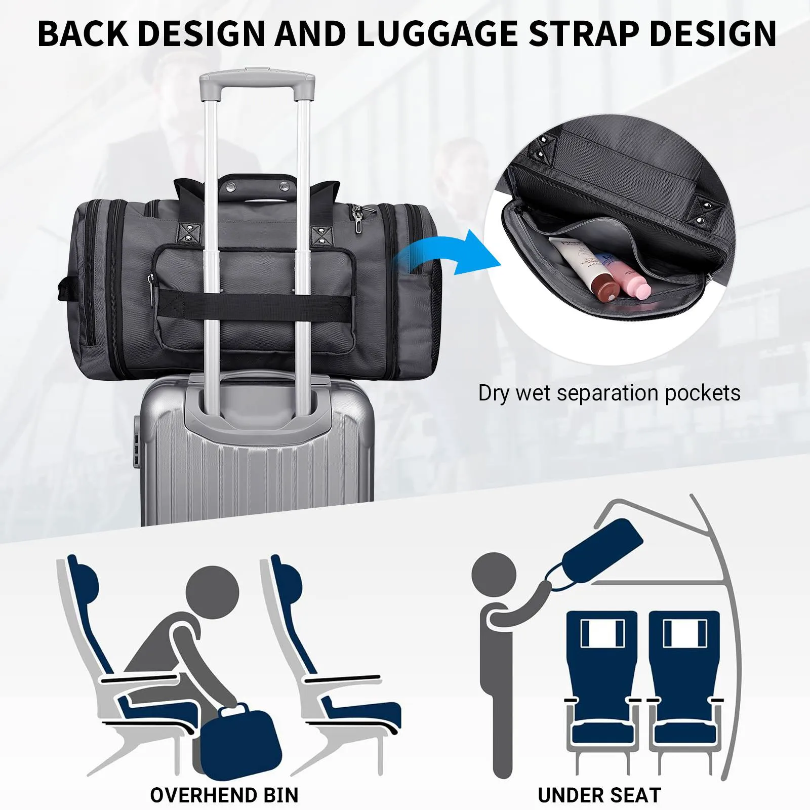 Duffel Bag Nylon Large Gym Weekender Bag With Shoe Compartment
