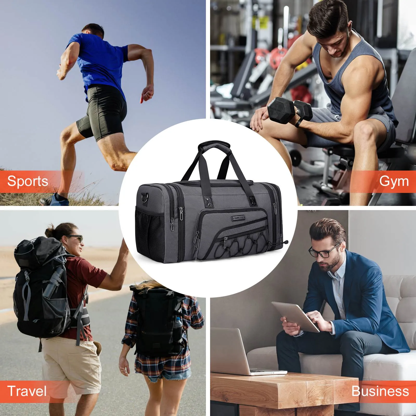 Duffel Bag Nylon Large Gym Weekender Bag With Shoe Compartment