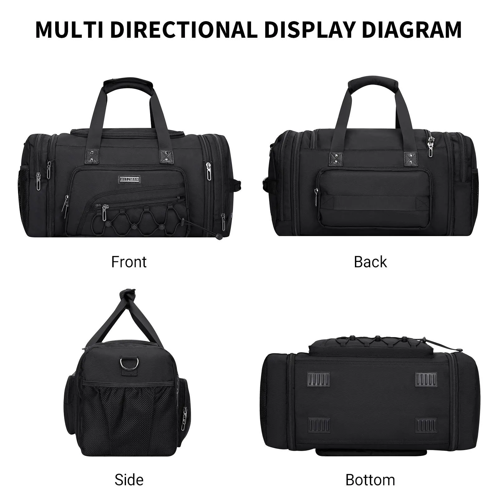 Duffel Bag Nylon Large Gym Weekender Bag With Shoe Compartment