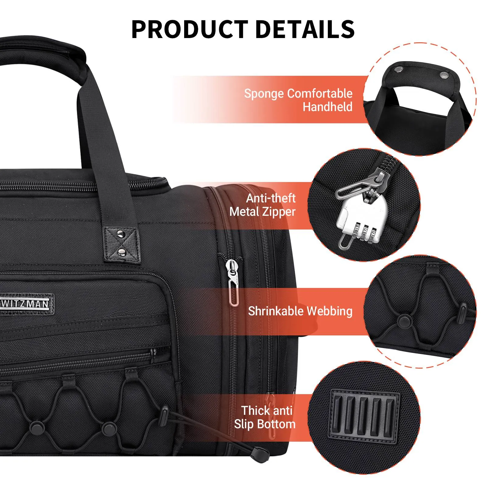 Duffel Bag Nylon Large Gym Weekender Bag With Shoe Compartment