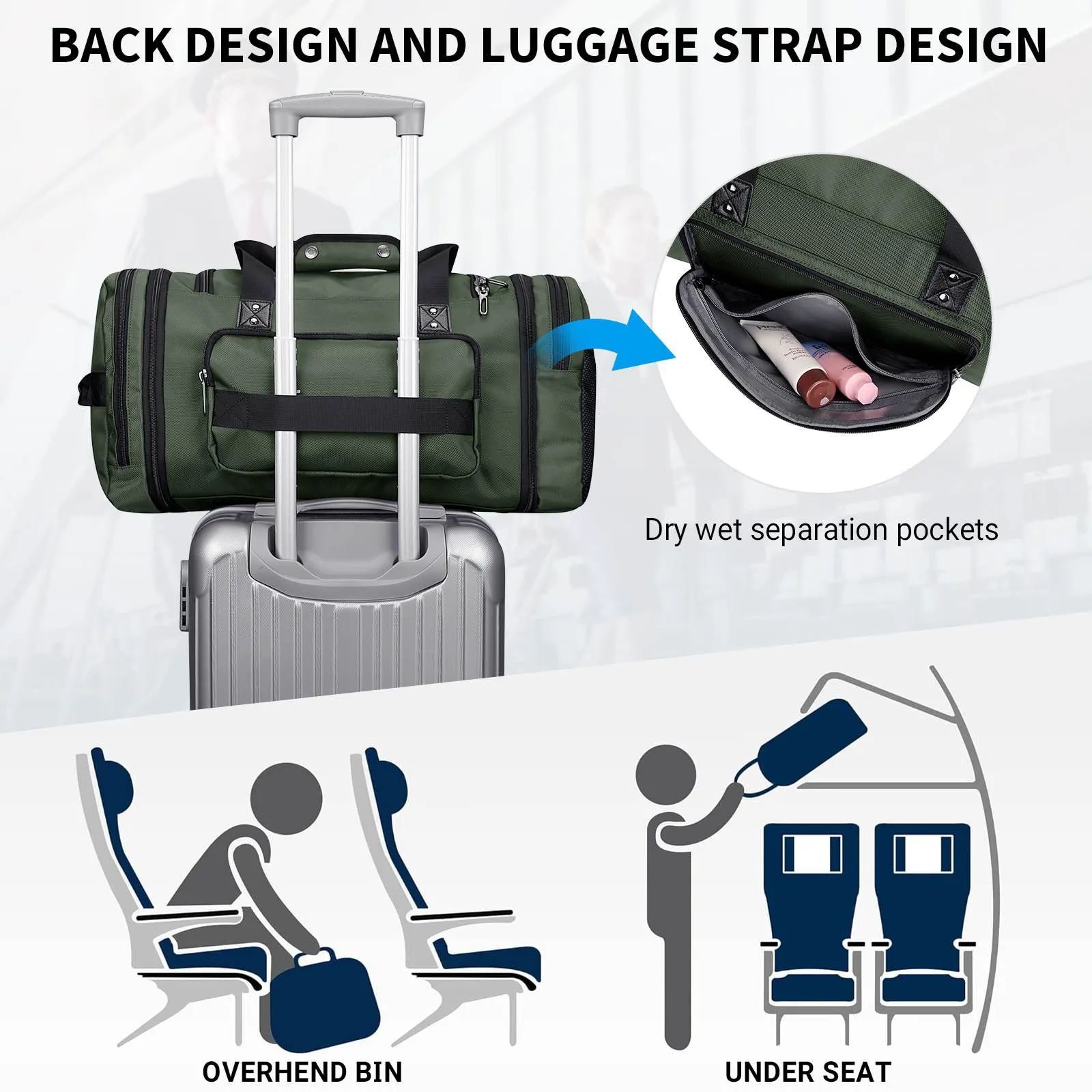 Duffel Bag Nylon Large Gym Weekender Bag With Shoe Compartment