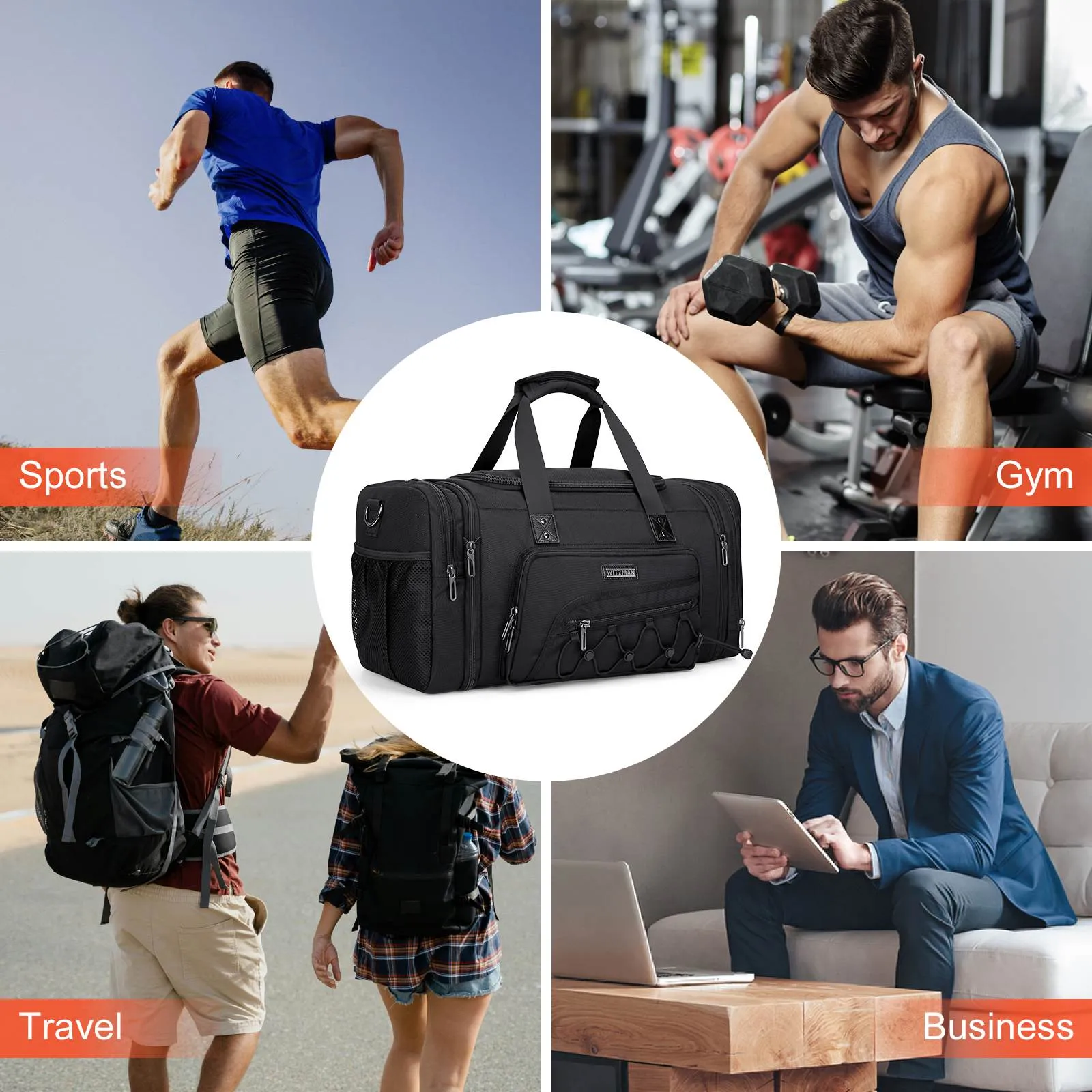 Duffel Bag Nylon Large Gym Weekender Bag With Shoe Compartment