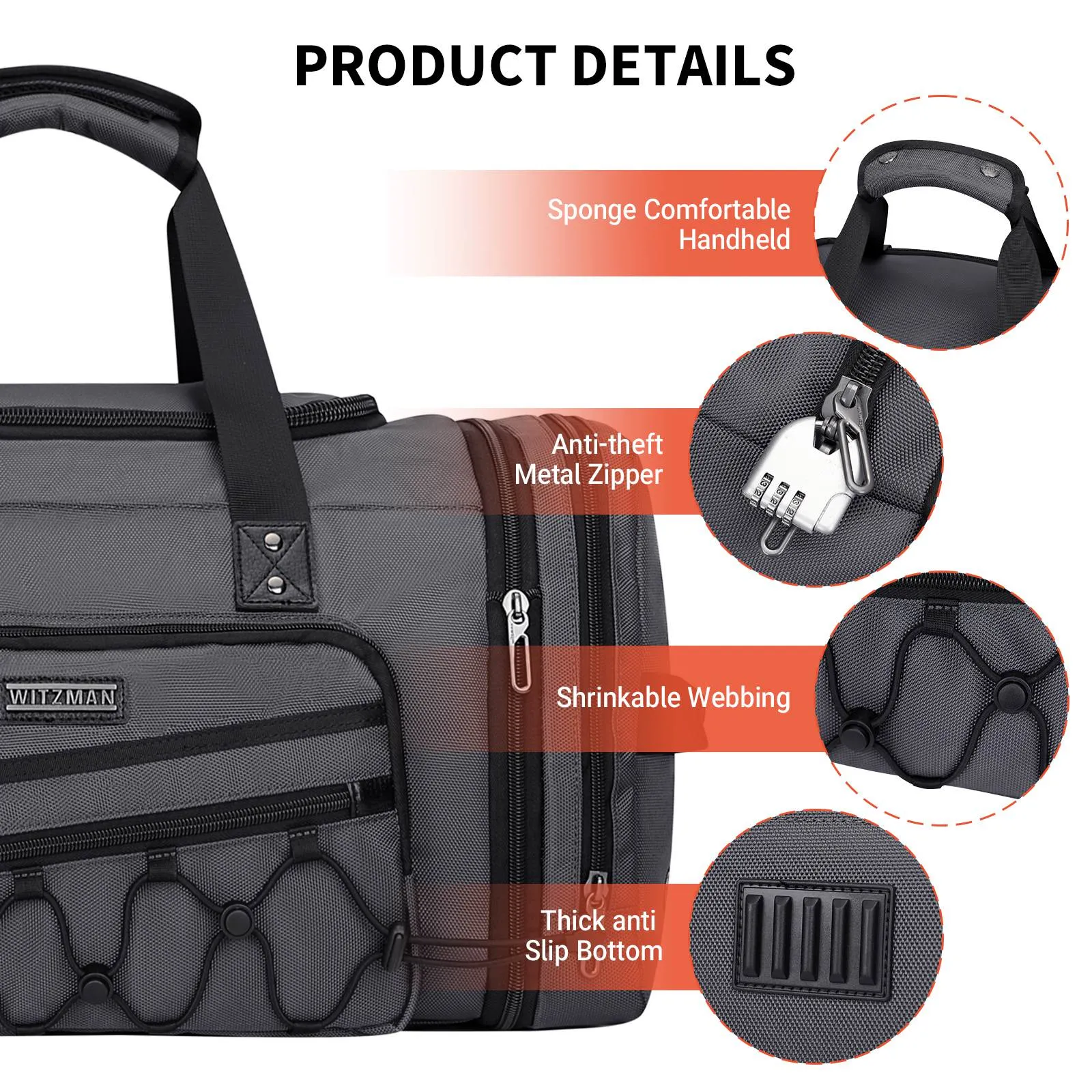 Duffel Bag Nylon Large Gym Weekender Bag With Shoe Compartment