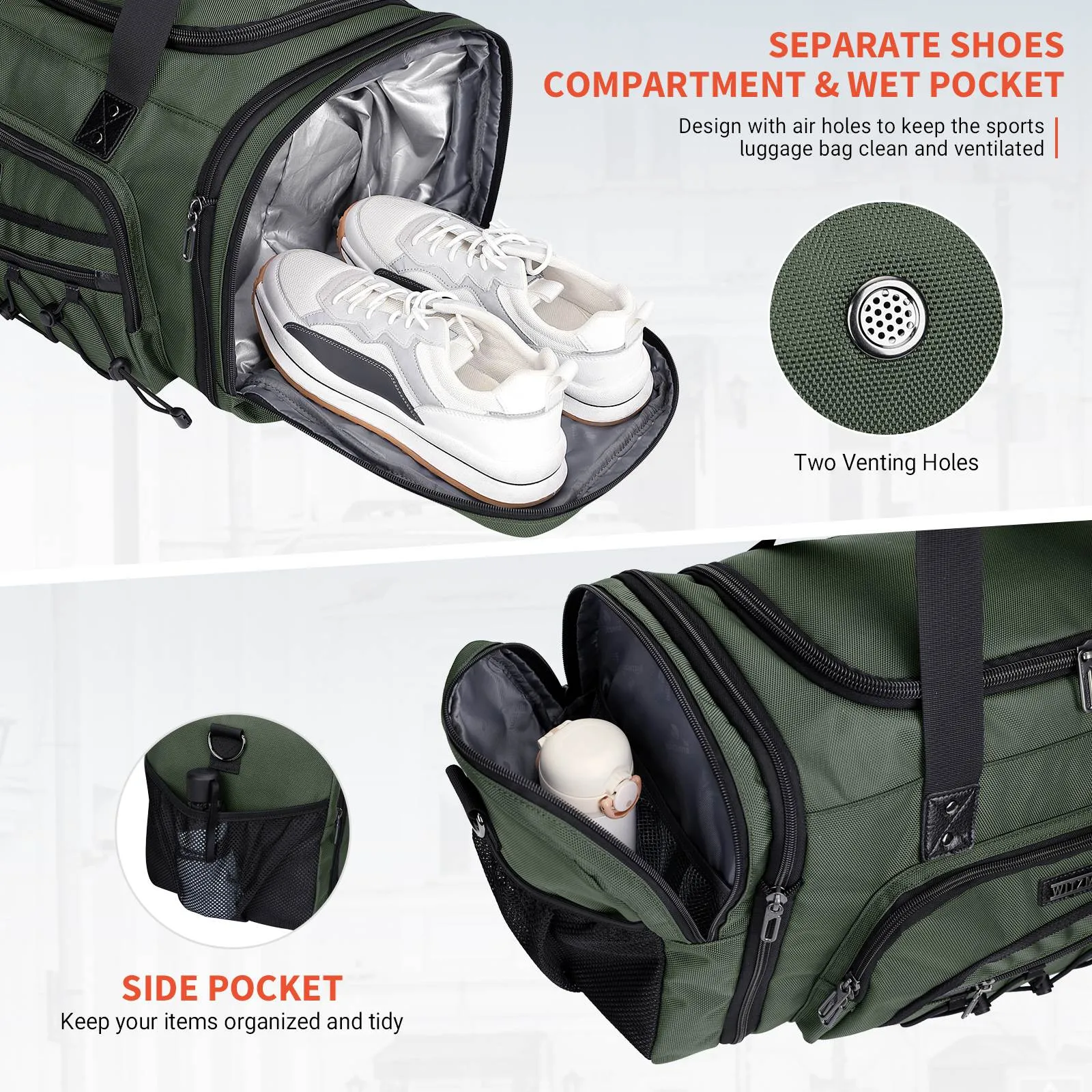 Duffel Bag Nylon Large Gym Weekender Bag With Shoe Compartment