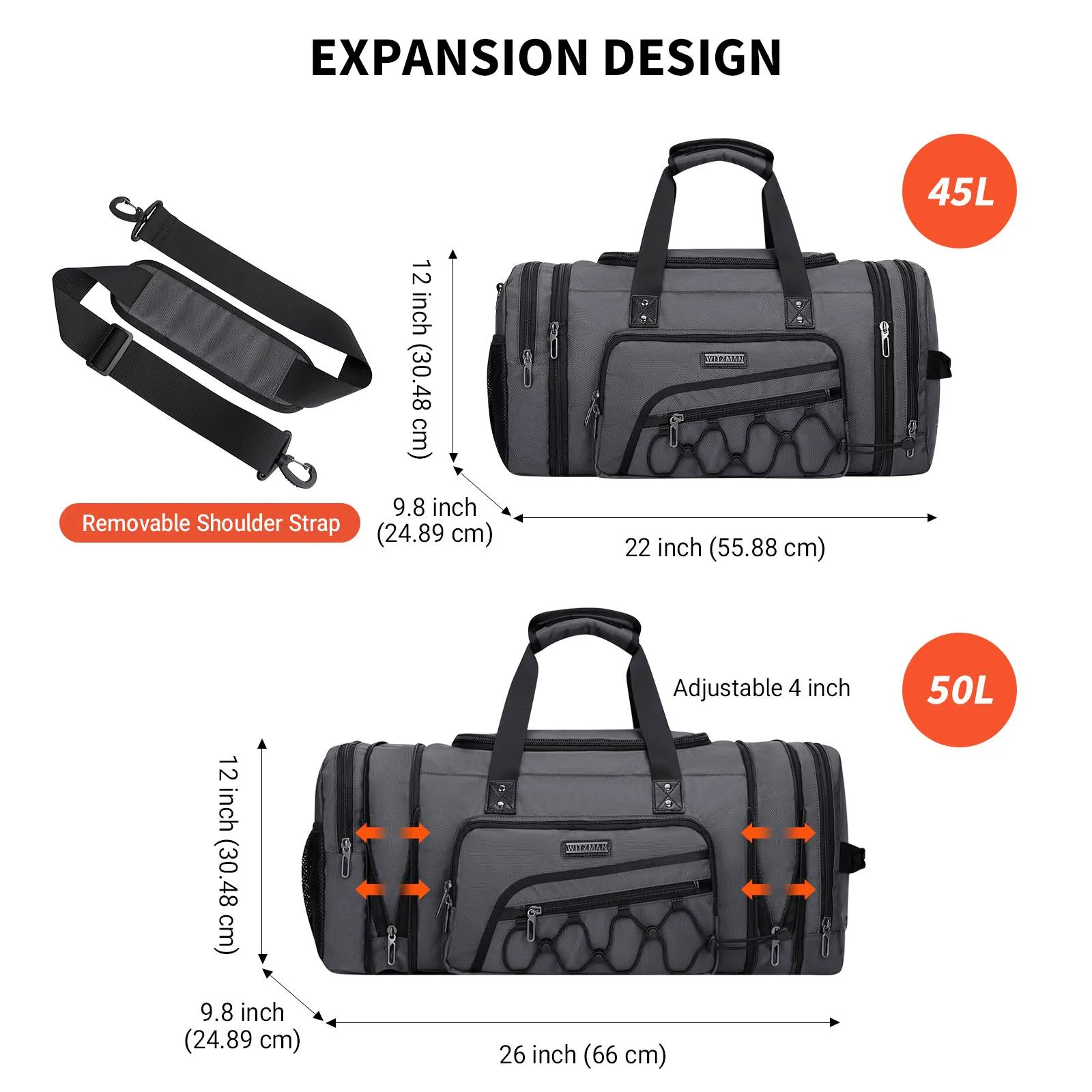 Duffel Bag Nylon Large Gym Weekender Bag With Shoe Compartment
