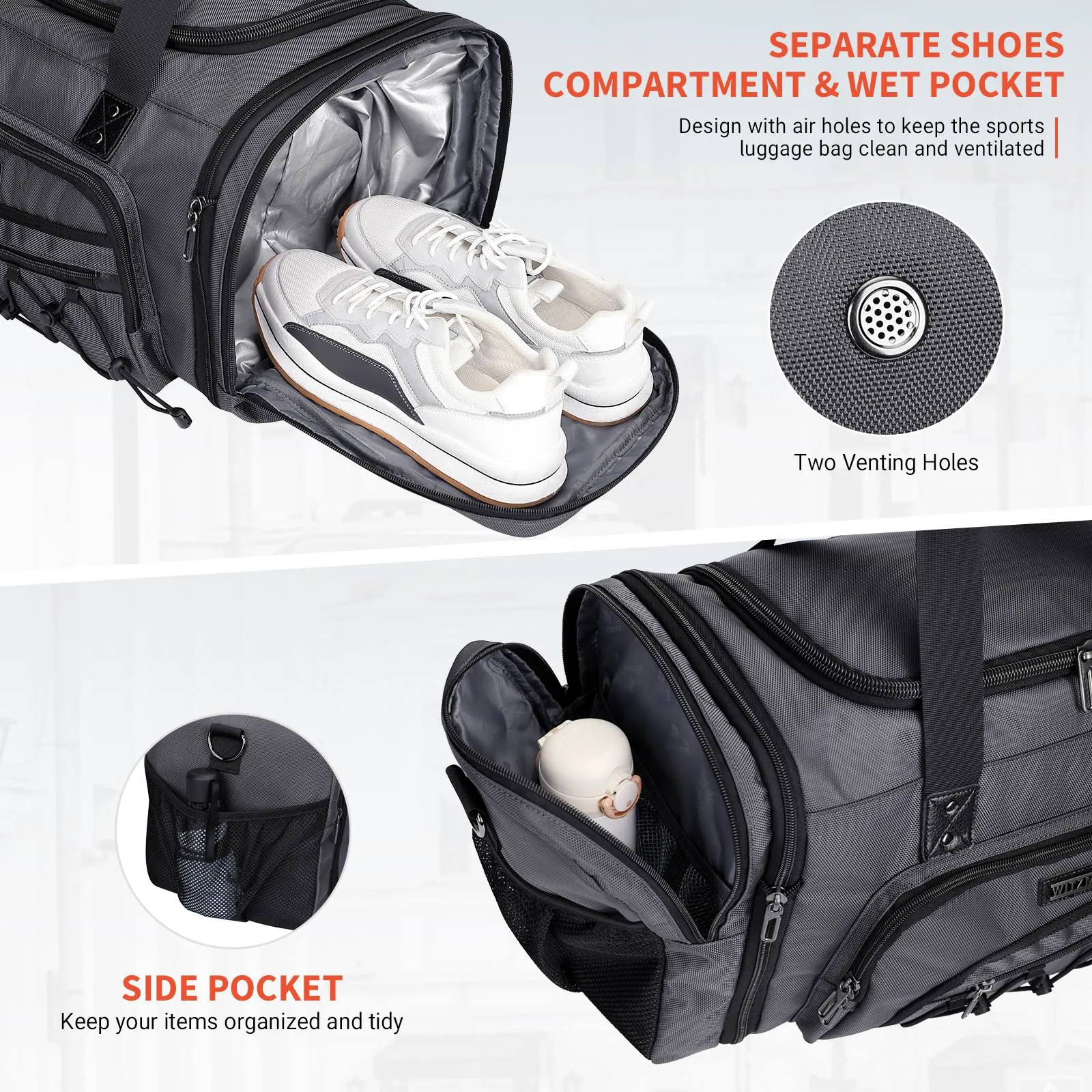 Duffel Bag Nylon Large Gym Weekender Bag With Shoe Compartment
