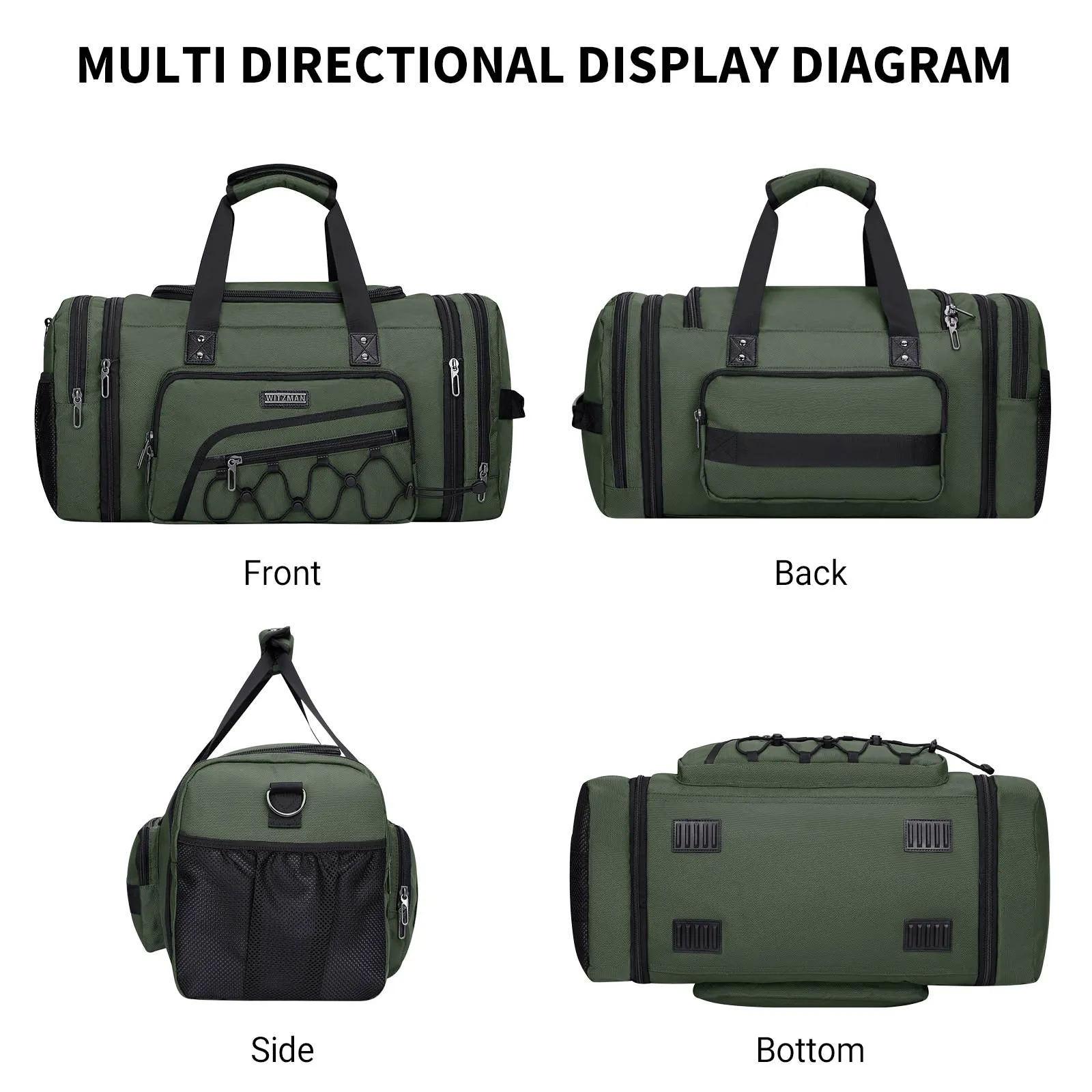 Duffel Bag Nylon Large Gym Weekender Bag With Shoe Compartment