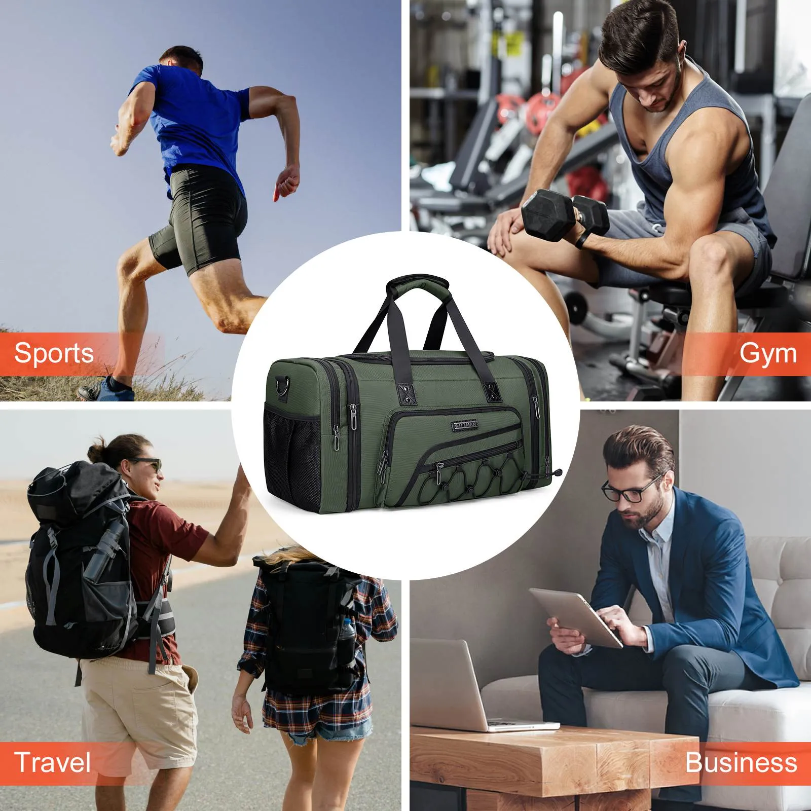 Duffel Bag Nylon Large Gym Weekender Bag With Shoe Compartment