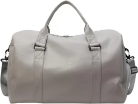 Duffle Travel Bag Waterproof Leather Weekend Bag Carry On Hangbag With Shoe Compartment & Wet Pocket,Sports Tote Gym Bag Hospital Bags,Overnight Bag For Men (Gray)