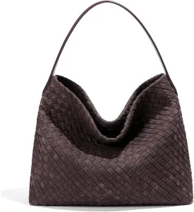 Dyalsa Woven Tote Bag for Women - Vegan Leather Large Messenger Retro Handmade Travel Shoulder Bag