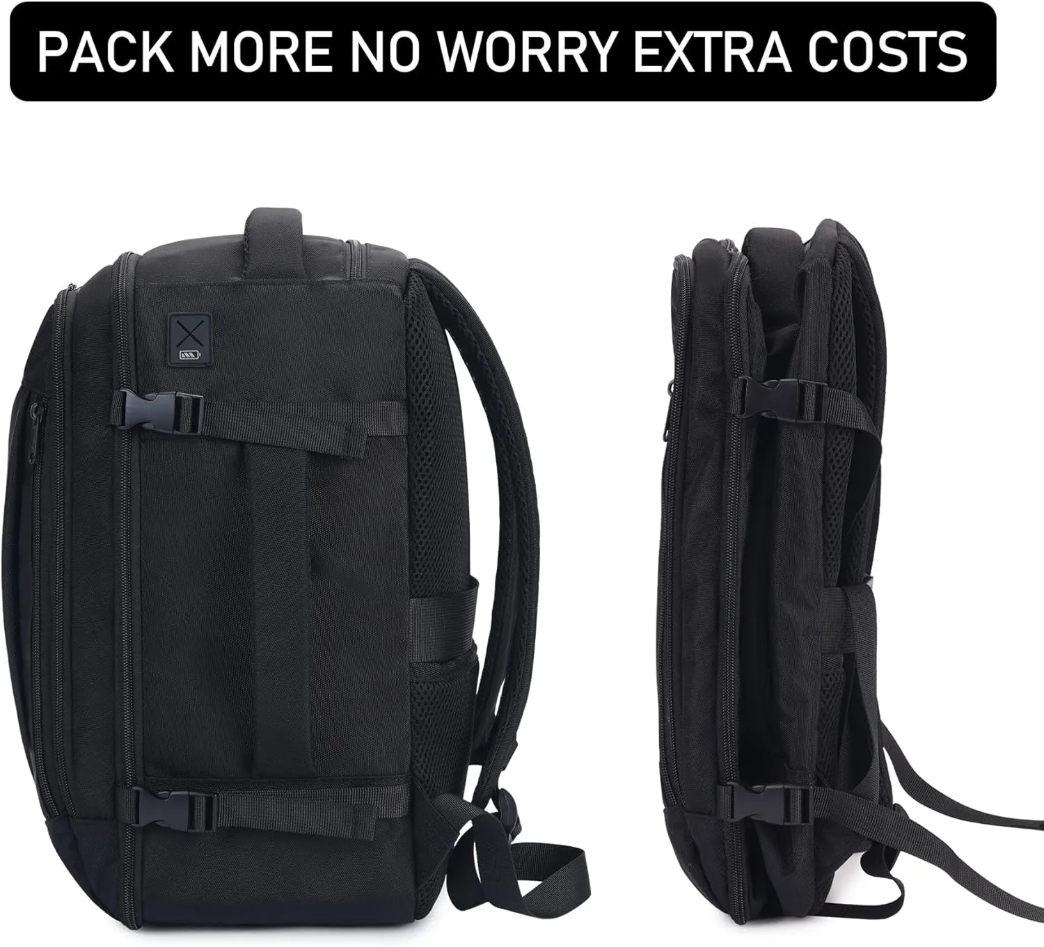 ECOHUB Travel Backpack 18x14x8 Spirit Airlines Personal Item Bag Carry On Backpack 13 Pockets Large Work Casual Daypack for men Airline Approved Waterproof Gym Backpack with Charging Port, Black