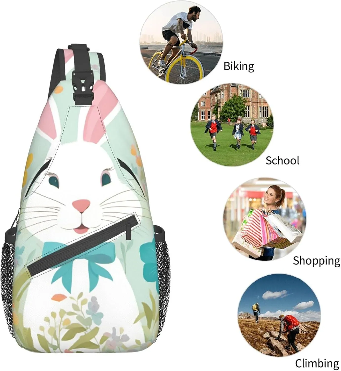 Eiffel Tower Shoulder Bag Crossbody Backpack Chest Bag Lightweight Sling Daypackstravel Hiking Cycling For Men Women