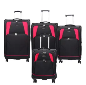Expandable Four Wheel Soft Suitcase Luggage York Black