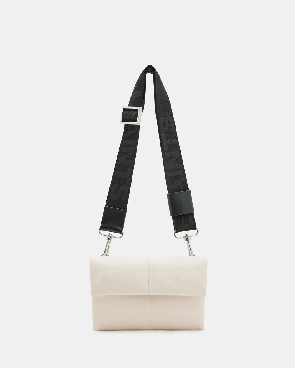 Ezra AllSaints Quilted Leather Crossbody Bag, Desert White