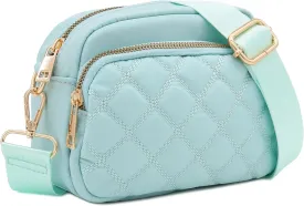 FashionPuzzle Quilted Nylon Crossbody Bag with Wide Strap