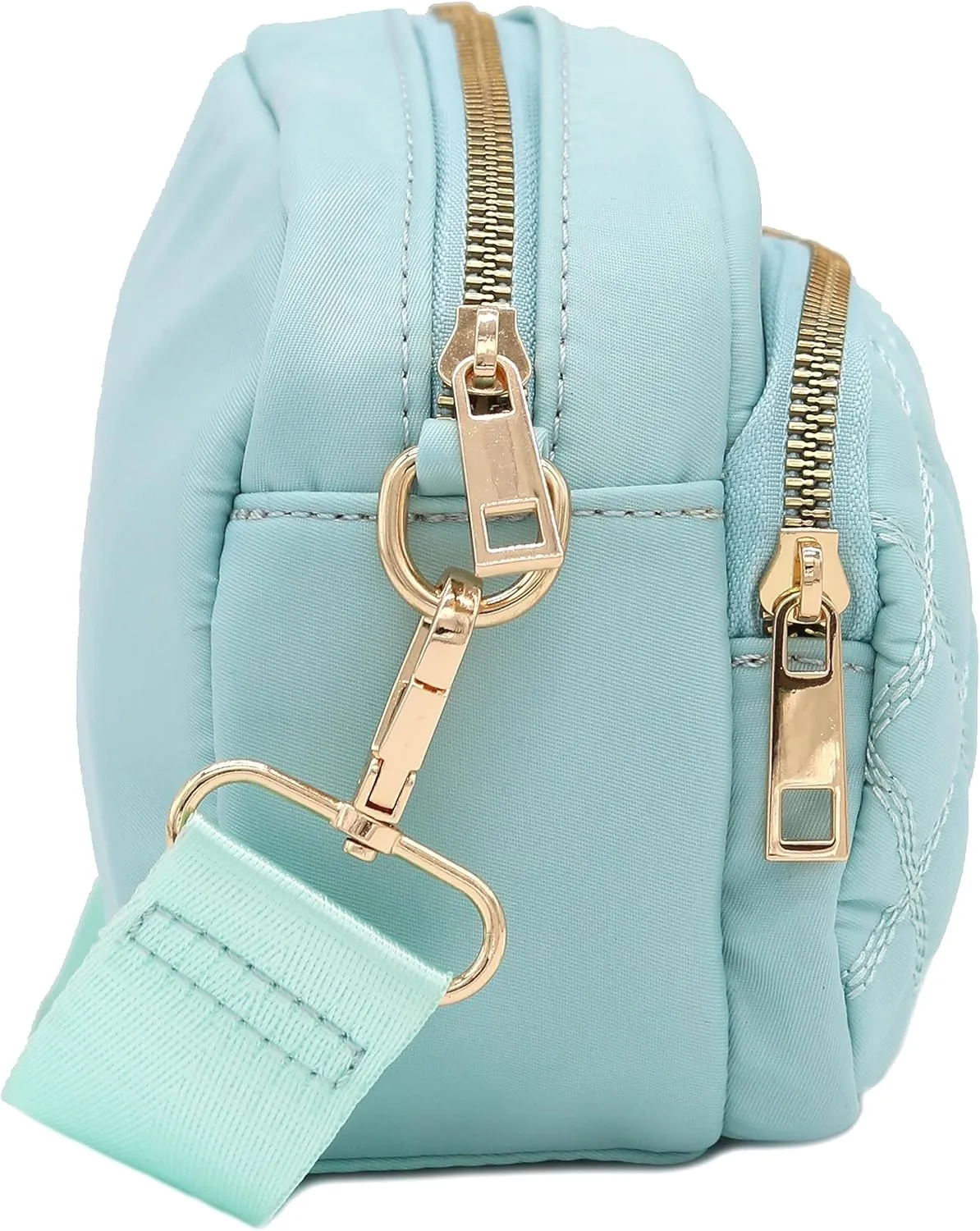 FashionPuzzle Quilted Nylon Crossbody Bag with Wide Strap