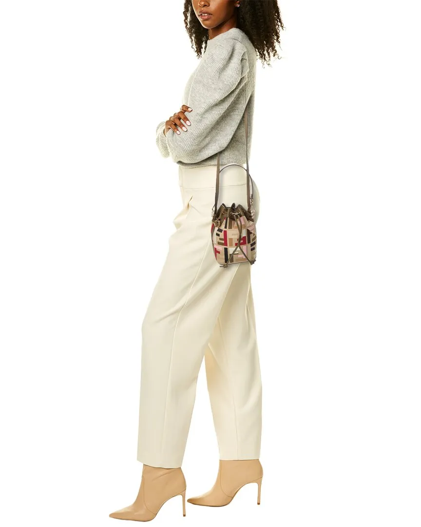 FENDI Mon Tresor Mini FF Canvas & Leather Bucket Bag