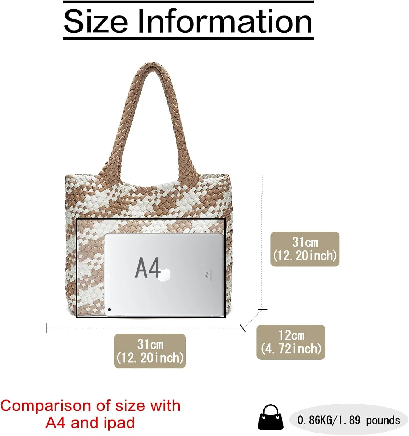 FOXLOVER Woven Tote Bag for Women Large Vegan Leather Top Handle Handbag purse Includes Inner Bag