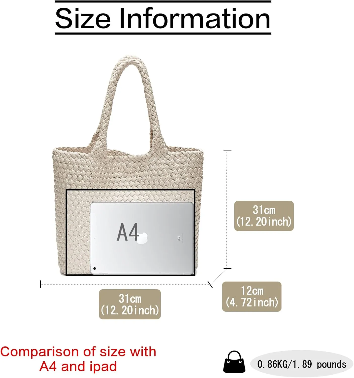 FOXLOVER Woven Tote Bag for Women Large Vegan Leather Top Handle Handbag purse Includes Inner Bag