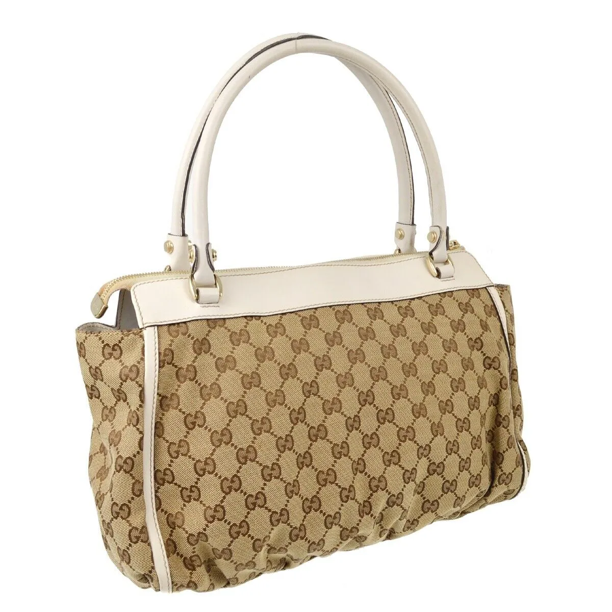 Gucci Beige White Gg Tote Handbag