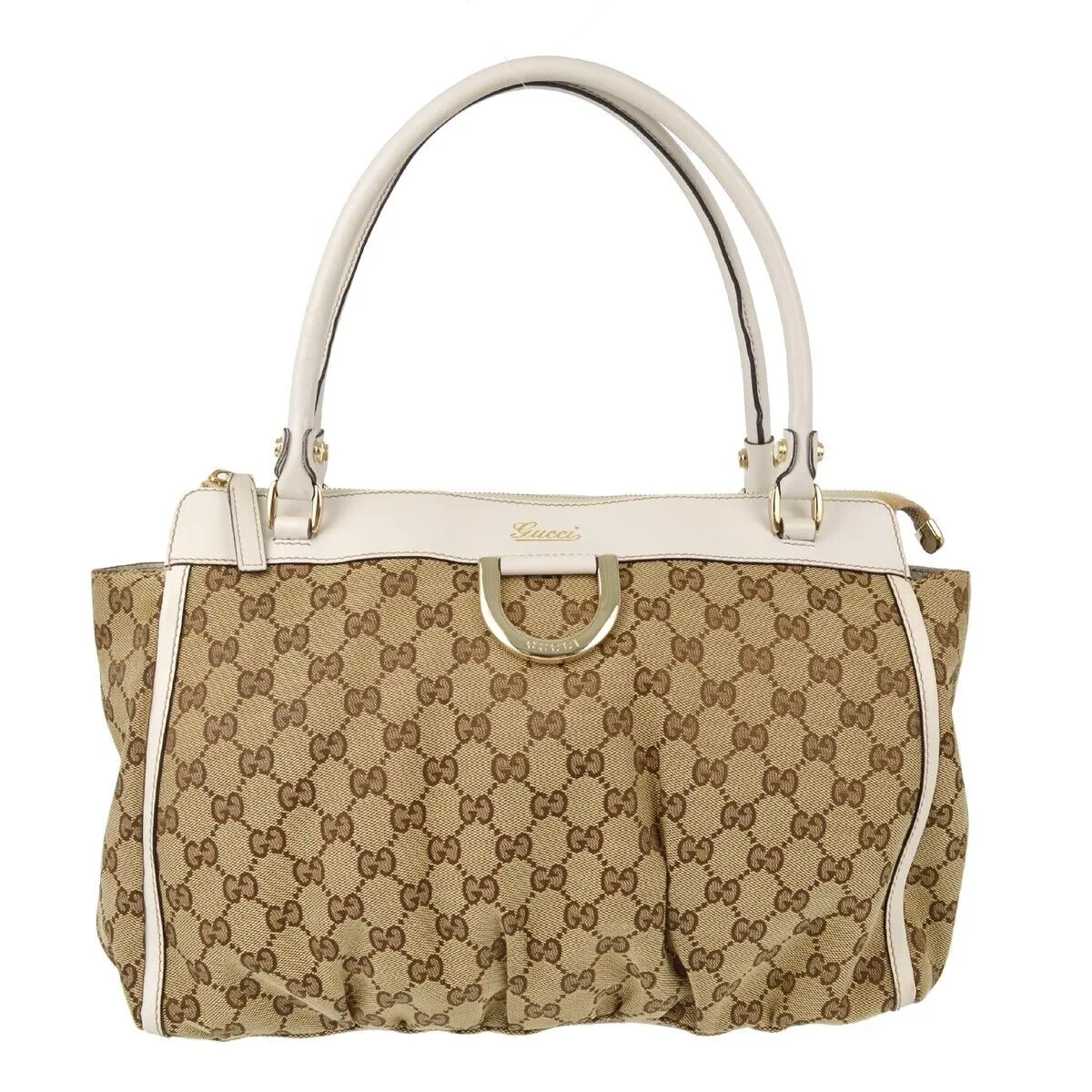 Gucci Beige White Gg Tote Handbag