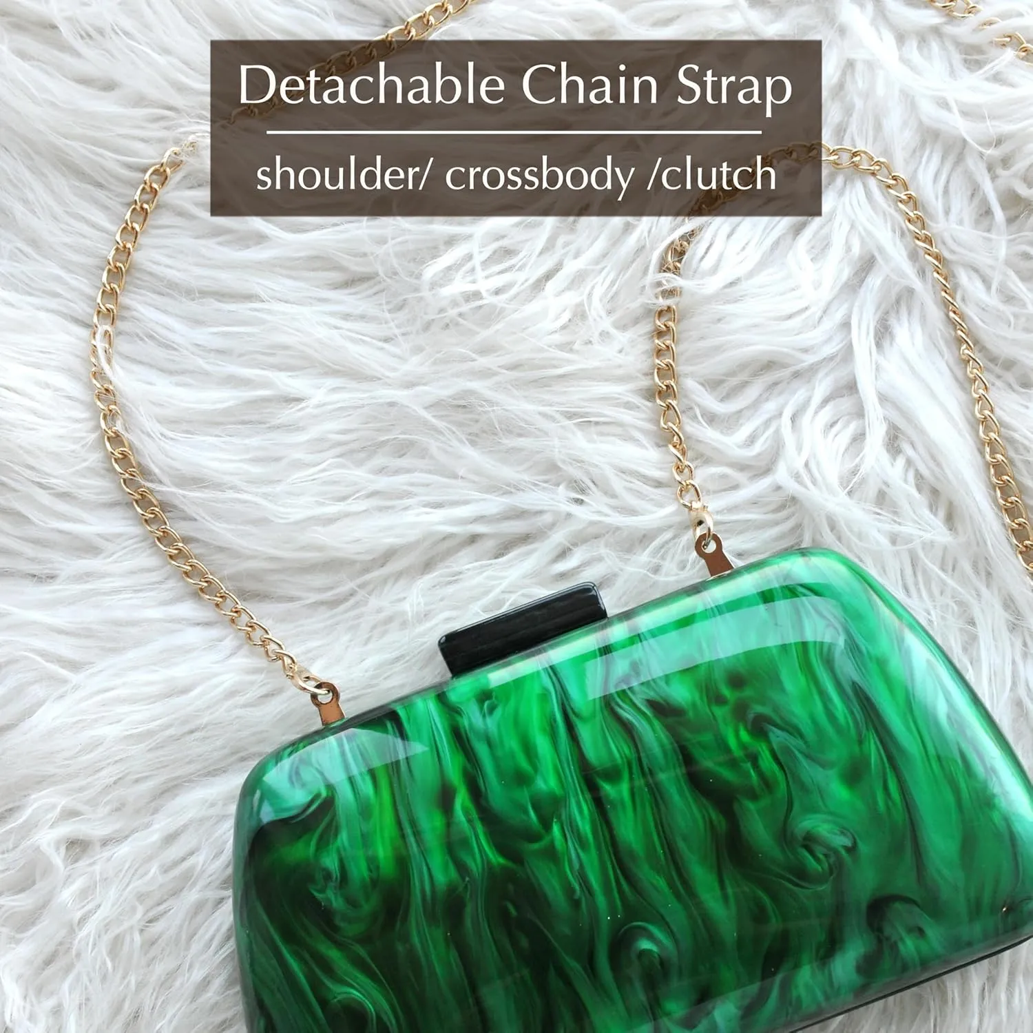 HOXIS Acrylic Evening Clutch Bag with Detachable Chain Strap Women's Marble Purse for Wedding Cocktail Prom Party